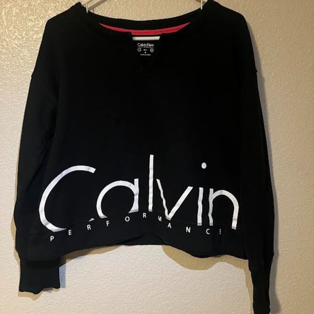 Black Long Sleeve Calvin Sweatshirt, V-Neck